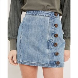 NWOT Wish List Denim Skirt BIG Buttons SZ M